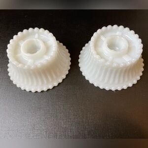 Vintage Milk Glass Hobnail Candle Holders White Taper Candle Wedding Cottagecore